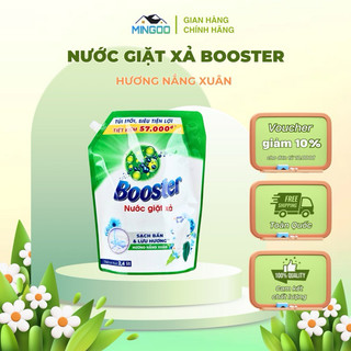  Thùng 4 túi Nước giặt xả booster 💘FREESHIP💘 hương nắng xuân 2IN1 loại 2,4kg TÚI  sạch khuẩn  mềm vải  lưu hương 