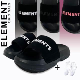 [TẶNG VỚ] E02 - Dép Elements Silde Chunky chữ thêu nam nữ dế cao - Dép slipper quai nhung đế bằng - Elements