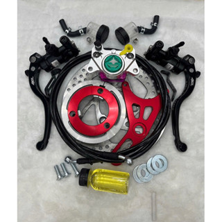 {tặng dầu } Combo phanh đĩa sau heo 2pis CNC Cá Mập gắn xe điện kèm tay phanh A.G.L (tặng ốc, long đền)