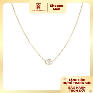 Dây chuyền vàng 10K liền mặt trái tim nhỏ xinh khảm đá phong cách Bảo Tín Mạnh Hải PYD2V10KDH-312005