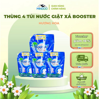  Thùng 4 túi nước giặt xả BOOSTER 🐳FREESHIP🐳,hương hoa 3,7L ,lưu hương thơm ,sạch vi khuẩn ,làm mềm sợi vải 