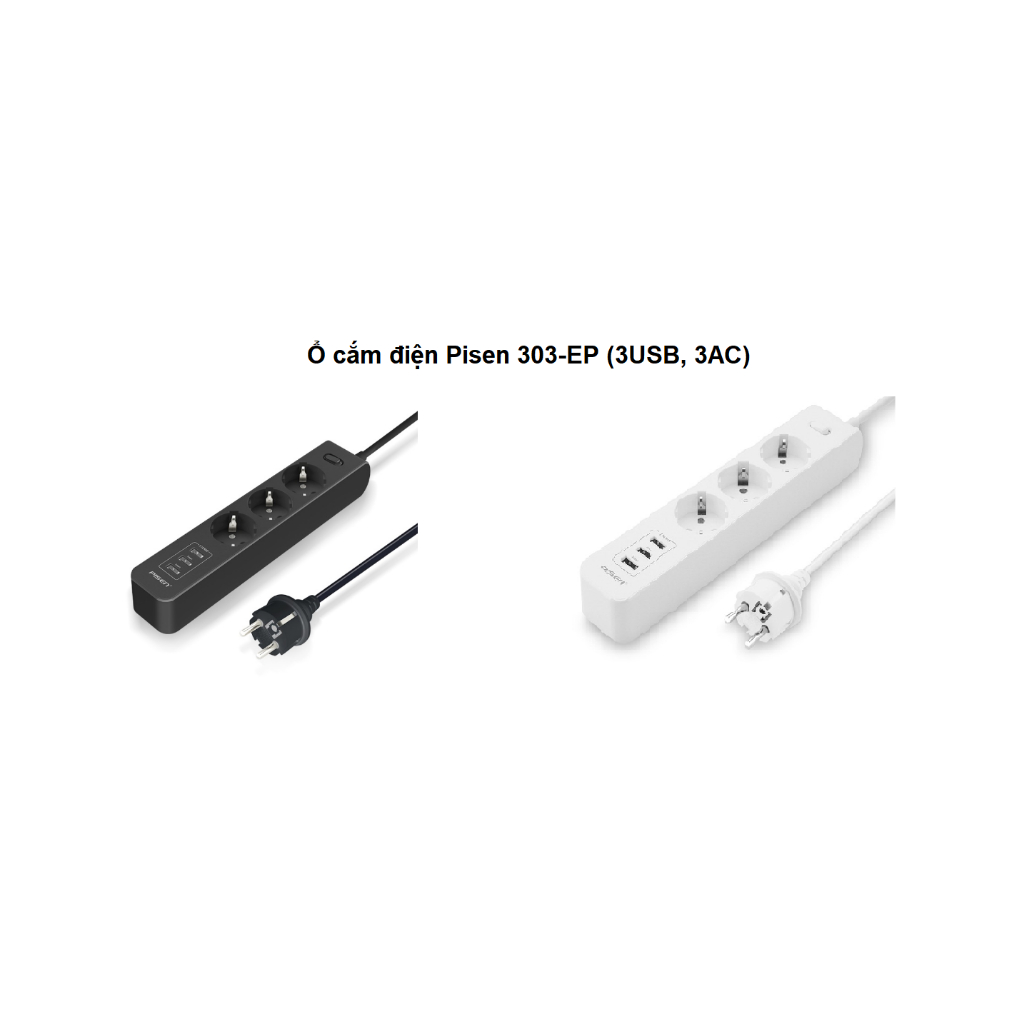 Ổ cắm điện đa năng Pisen 303-EP (3USB, 3AC)