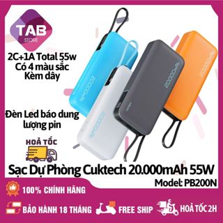 Sạc Dự Phòng Cuktech PB200N 20000mAh 2C1A 55W Chính Hãng - Bảo Hành 18 Tháng