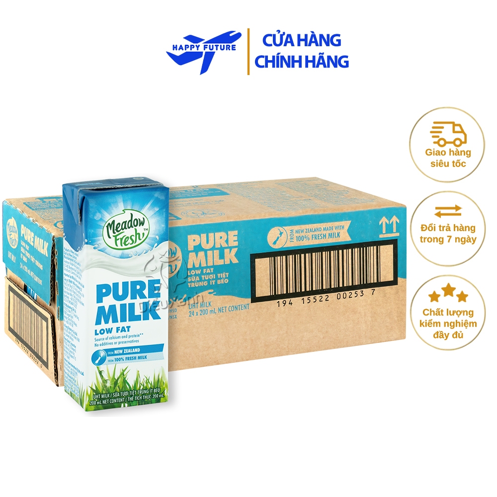 [Thùng 24 Hộp] Sữa Tươi Meadow Fresh Ít Béo 200ml - Nhập khẩu Úc
