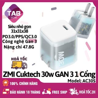 Sạc Cuktech 30w Trong Suốt Nhỏ Gọn PD/PPS/QC3.0 - Bảo Hành 18 Tháng AC30S