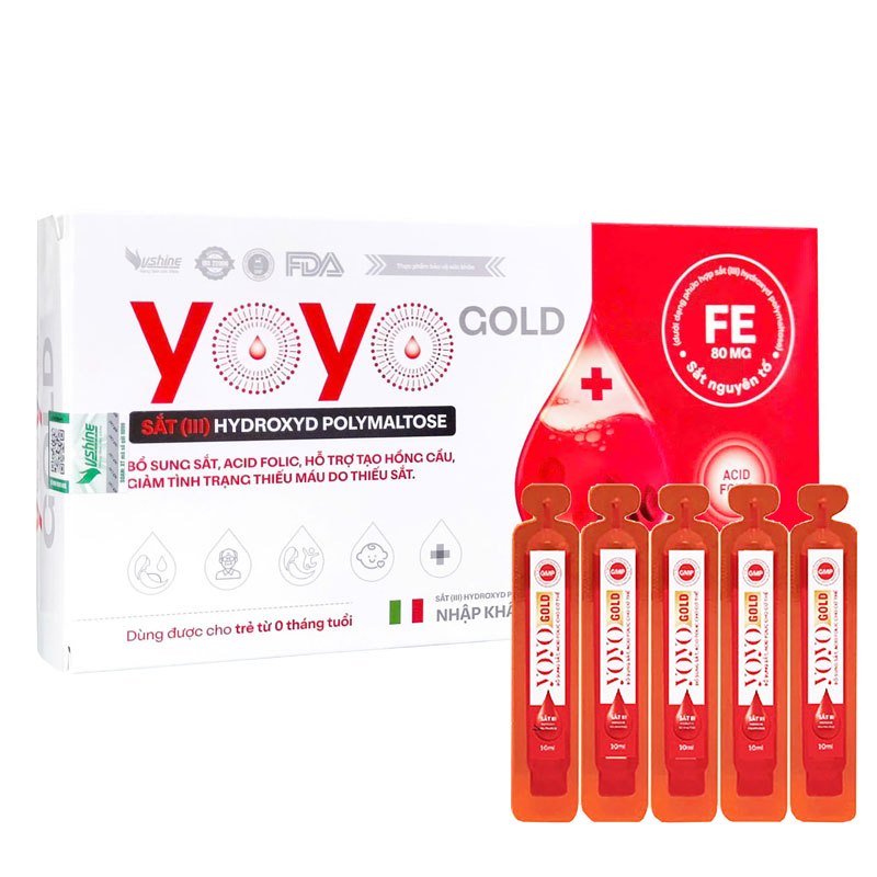 Bổ Máu Yoyo Gold Vshine Bổ sung sắt, acid folic cho cơ thể, hỗ trợ quánh tạo hồng cầu