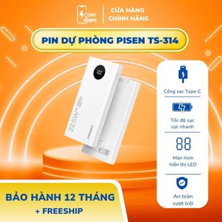   Chính hãng  Pin sạc dự phòng Pisen Quick 10500mAh LED TS-314  sạc nhanh công suất sạc 22.5W tương thích mọi thiết bị  