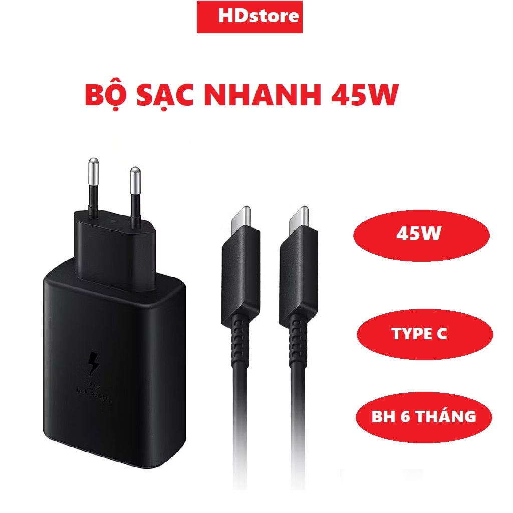 Bộ Sạc Nhanh SS 45W cho dòng Note 20, S20,S21,S22,23,23Ultra,24,24Ultra Máy Tính Bảng Sạc Nhanh 45W Type C