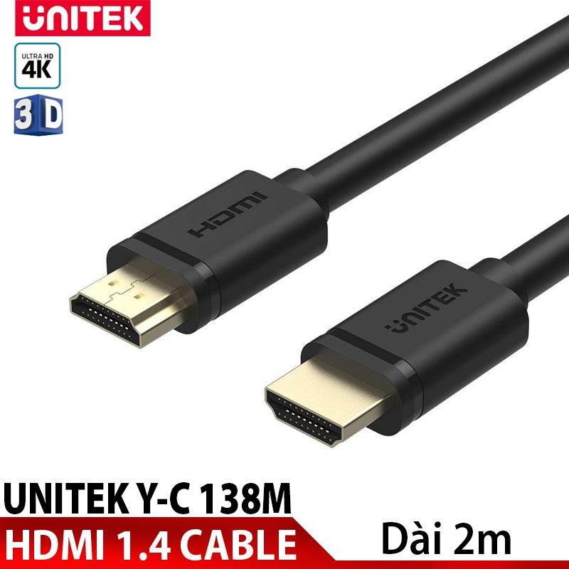 CÁP HDMI 2m UNITEK YC 138M (Cáp xịn hỗ trợ 3D, 4K x 2K đạt độ phân giải Full HD)
