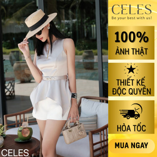 Celes-Set đồ nữ, Áo HEDY ôm eo,quần short  Mila (đen,trắng) phù hợp dạo phố,cafe, đi biển cao cấp.