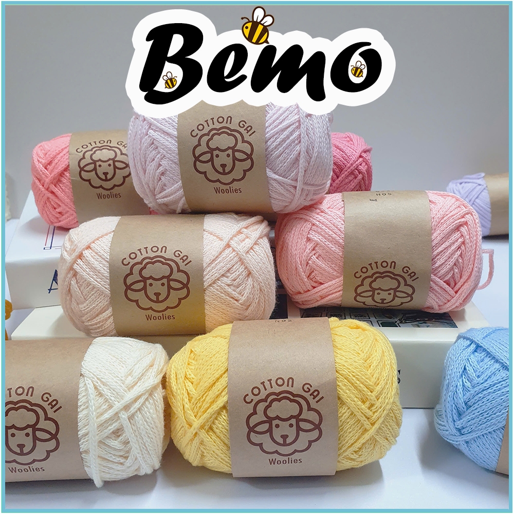 Sợi Cotton Gai Woolies Cuộn 100g, Sợi Dệt 3mm Móc Túi, Nón