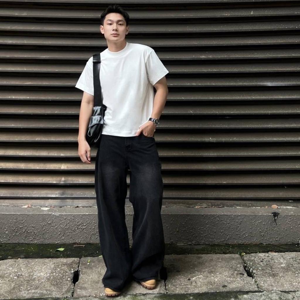 SMOKE LOOSE PLEAT WIDE JEANS - Quần jeans ống rộng form to Menswear Pants 1286