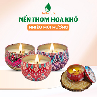Nến Thơm hoa khô thiên nhiên, Hộp Quà Nến Thơm Tặng Người Yêu dịp Giáng Sinh, Sinh Nhật, Kỷ Niệm