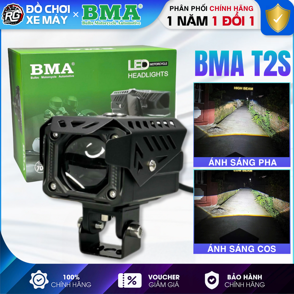 Đèn Trợ Sáng T2S BMA, Công Suất 50W, Nhiệt Màu 5500k Mặt Cắt Sáng Chống Chói, Chống Nước-BH 24 Tháng