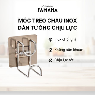 Móc Treo Chậu Inox Dán Tường FAMAHA – Giá Treo Chậu Gọn Gàng, Chịu Lực Tốt, Không Cần Khoan