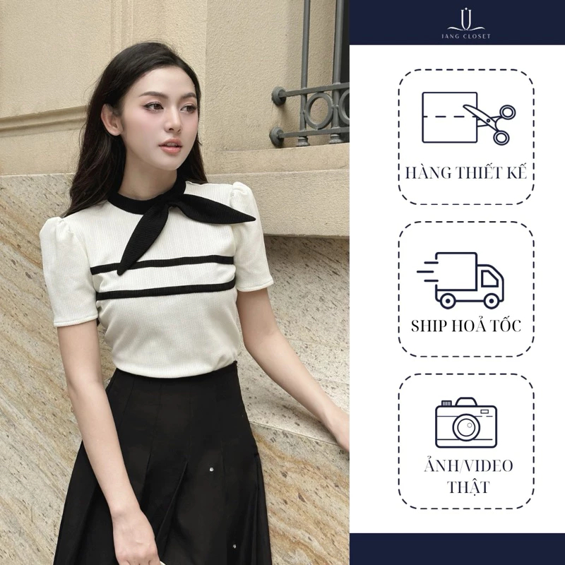 JANG.CLOSET] Áo Thun Gân Cộc Tay CERI TOP – Thanh lịch, sang trọng đi làm, năng động đi chơi
