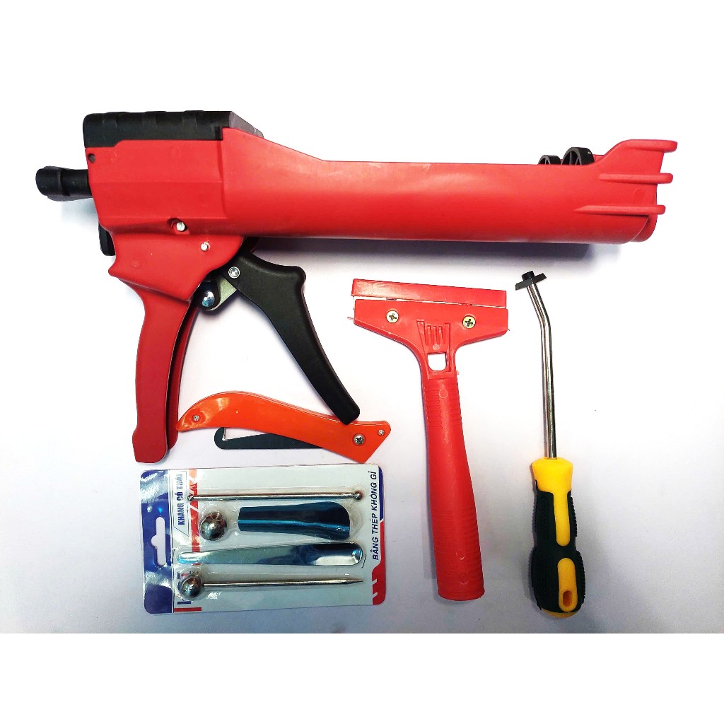 [Combo] 5 dụng cụ bơm keo, miết keo, cạo ron gạch, vệ sinh ron gạch keo chà ron epoxy 2 thành phần
