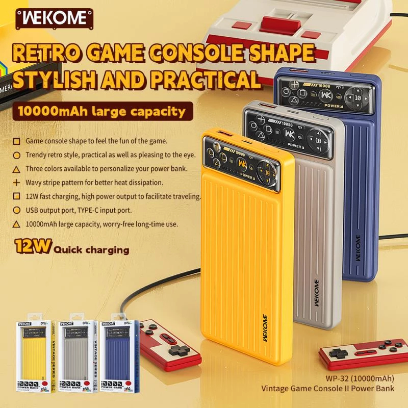 Pin Dự Phòng Sạc Nhanh Wekome WP-32 10.000mah- Sạc Dự Phòng Sạc Nhanh Thiết Kế Cổ Điển Sạc Nhanh