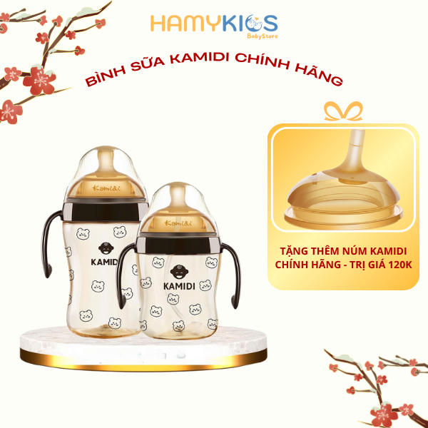 [Mẹ Ưa Chuộng] Bình Sữa KAMIDI Chính Hãng - Chống Đầy Hơi, Chống Sặc, Bé Ti Giỏi [Kèm Quà Tặng]