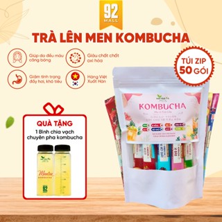 [SIÊU RẺ] Túi 50 Gói Trà Kombucha Mix Vị Trái Cây Tươi Ít Calo Làm Đẹp Dáng Đẹp Da Giàu Lợi Khuẩn Hỗ Trợ Tiêu Hóa Tốt