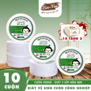 Giấy Vệ Sinh Cuộn Công Nghiệp lớn 500gr Bảo Bảo - Mềm Mịn, Không Bụi, Tan Nhanh Trong Nước