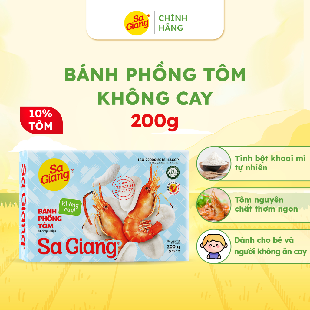 [SA GIANG] - Bánh phồng tôm không cay (10% tôm) 200g