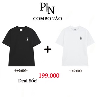 COMBO 2 Áo Thun Nam Cổ Tròn PN STORE Chất Vải Cotton Thoáng Mát Họa Tiết Thêu Logo Nổi Sắc Nét AT03 