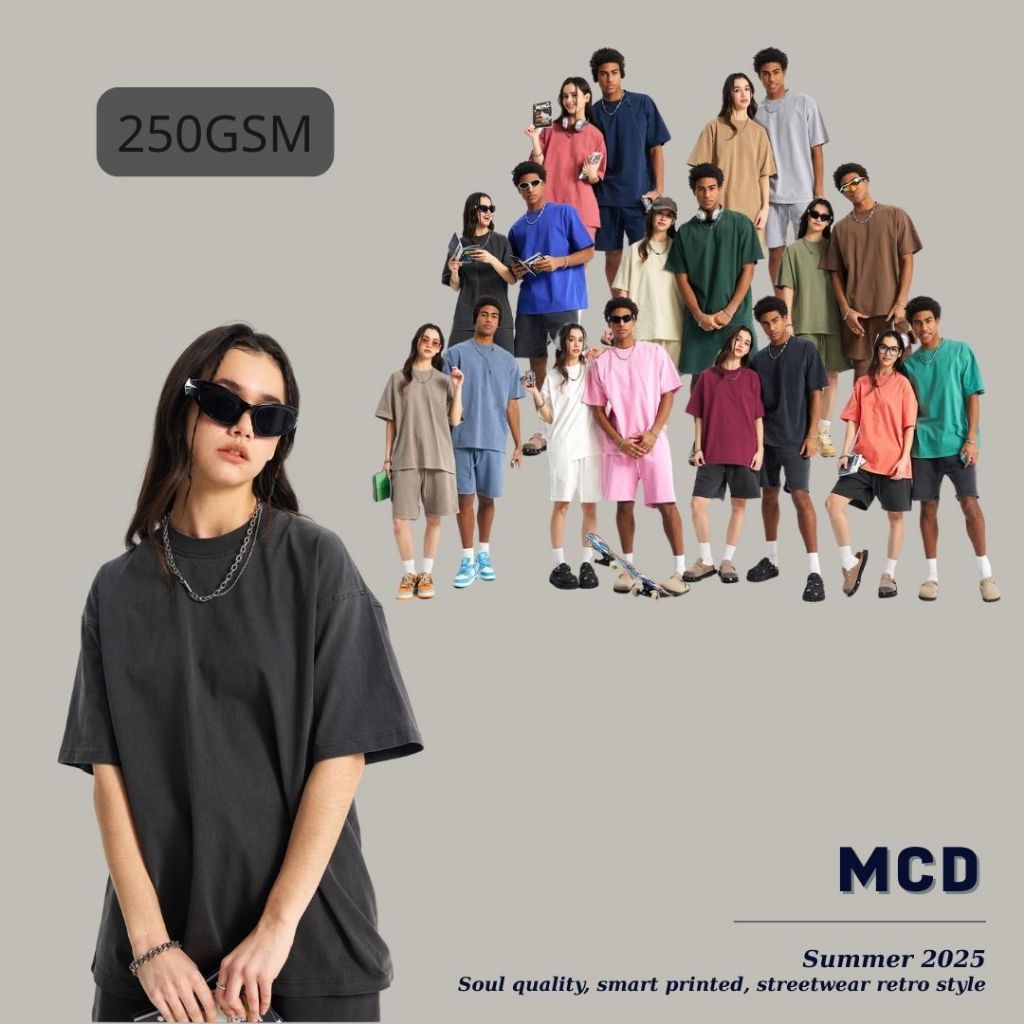 Áo thun OVERSIZE Tee MCD Studio chất liệu cotton co giãn 2 chiều, UNISEX streetwear, Retro, Định lượ