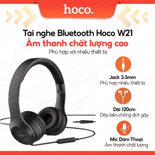  Tai nghe chụp tai Hoco W21 kết nối jack 3.5mm,dài 120cm loa ngoài 40mm mút đệm hạn chế âm thanh phát ra giảm đau tai 