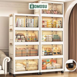 Tủ Nhựa Để Đồ Đa Năng, Tủ Gấp Gọn Cửa Trong Suốt, Có Bánh Xe 360°, Dễ Lắp Ráp, Di Chuyển Linh Hoạt TUN051