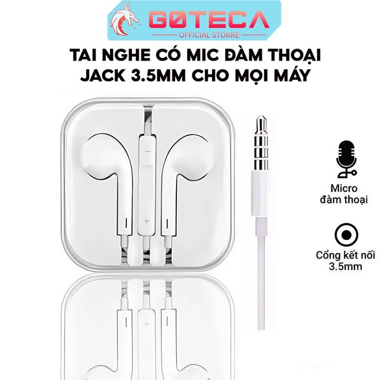 Tai Nghe Nhét Tai Jack 3.5mm Có Mic Đàm Thoại - Dùng Cho Điện Thoại, Laptop, PC, Máy Tính Bảng