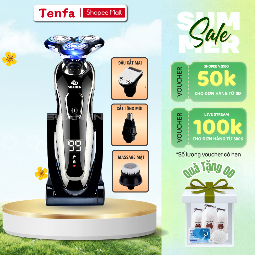 Máy Cạo Râu Mini  Đa Năng 3 Lưỡi Kép, Màn Hình LED Hiển Thị Pin, Sạc Nhanh 2 Giờ Chống Thấm Nước MCR01