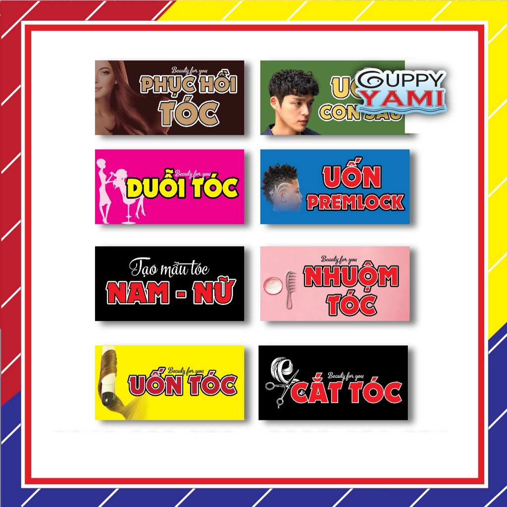 Sticker Trang Trí Tiệm TÓC, TRANG ĐIỂM - Dán Kính, Dán Tường, Độ Dính Cao, Có Khả Năng Chống Nước, KT 30x15cm