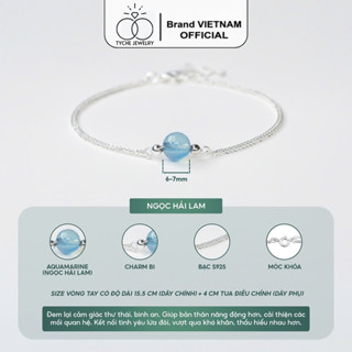  Vòng tay bạc nữ TYCHE bạc 925 mix hạt đá đơn phong thủy Tự Nhiên và charm bi bóng 
