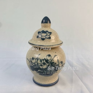 Choé Thờ Cúng Men Rạn ,Choé Thờ Đựng Muối Gạo Nước hoạ tiết Sen Men Rạn Bát Tràng Cao cấp