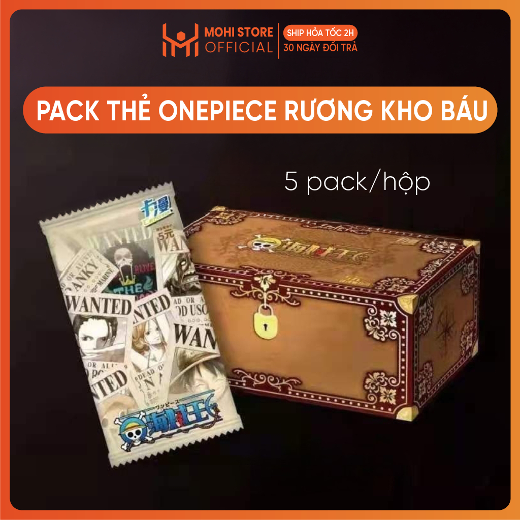 Pack anime thẻ onepiece rương kho báu hàng đẹp ( 5 Pack 1 hộp ) - dài 13cm - cao 7cm - Hộp màu