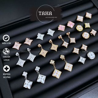  Khuyên tai cao cấp L sắc nét mạ vàng bạch kim hình hoa phụ kiện thời trang TAHA Accessories 