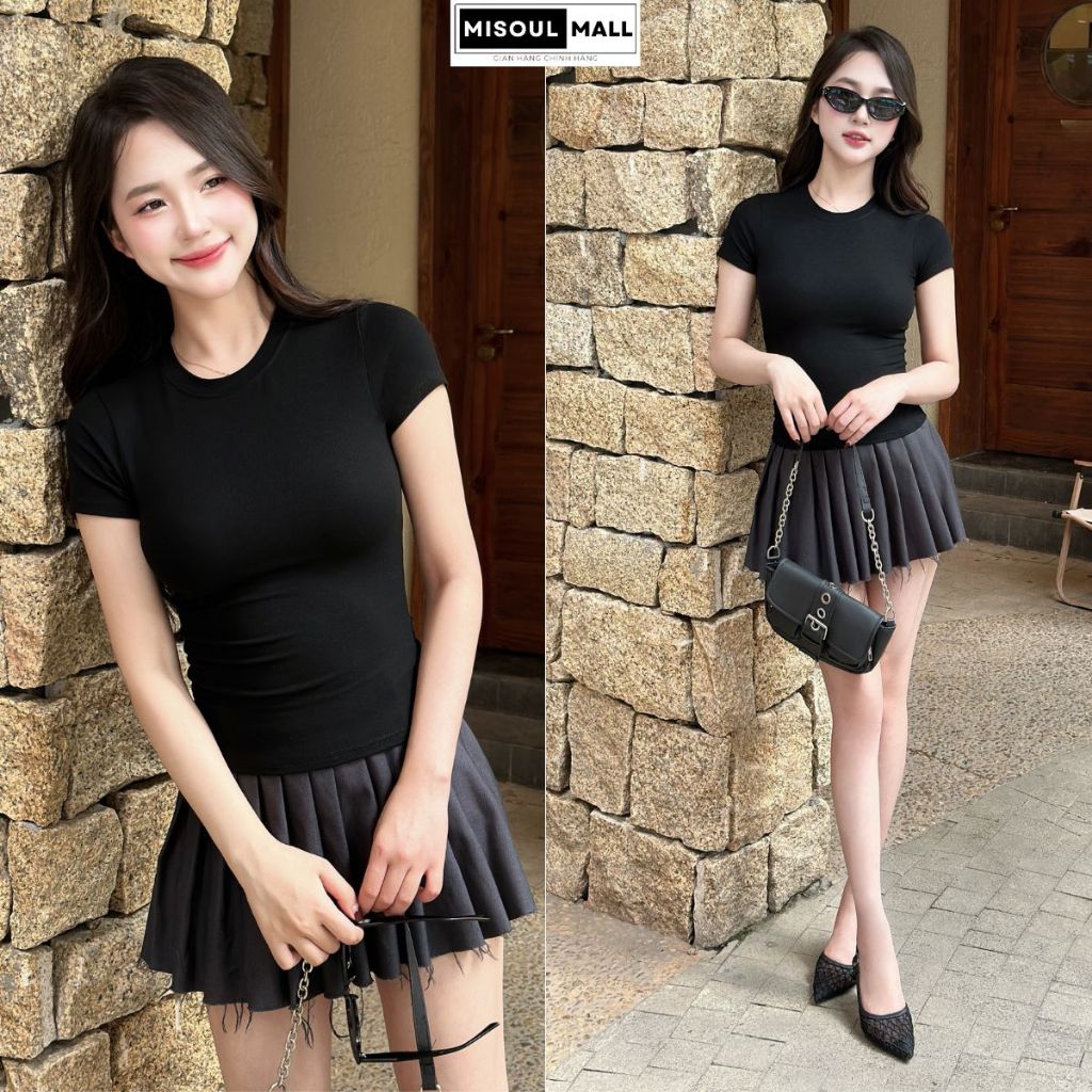 Áo Thun Cotton Mịn Mát Misoul Không Pha NiLon, Áo Phông Cổ Tròn Nữ Ôm Body Basic Co Giãn Thoáng Mát Bigsize 402 | BigBuy360 - bigbuy360.vn