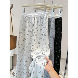 Quần Ống Rộng Nữ Phối Cạp Trắng Mèo Hello Kitty In Kín   Dáng Dài Cá Tính Dễ Thương