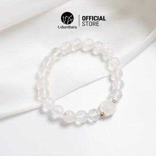 Vòng tay lắc tay đá thạch anh trắng charm ngọc điền hòa may mắn phong thủy Udumbara