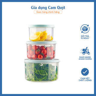 Combo 3 hộp thực phẩm TRÒN Hokori (MS:6528) Việt Nhật, Hộp bảo quản thức ăn, đồ đông lạnh an toàn