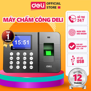 [VOUCHER 400K] Máy Chấm Công DELI Máy Vân Tay, Nhận Diện Gương Mặt, Máy Chấm Công Có Tiếng Việt, Báo Cáo File Excel