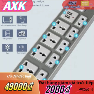 ổ cắm điện đa năng,Ổ Cắm Điện USB Đa Năng Cao Cấp Chống Giật Dây Dài 1.8m, 2 Cổng Cắm USB, 4 Giắc Cắm Điện