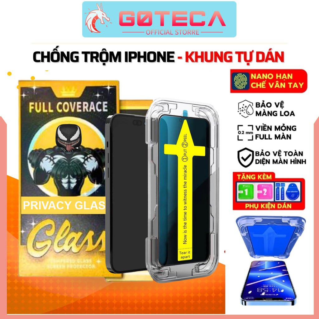 Cường lực chống nhìn trộm có khung tự dán cho iphone 11Promax 17 Pro max 13 Pro 15 Pro max Xsmax 14 12 11 X Xr 16 Pro