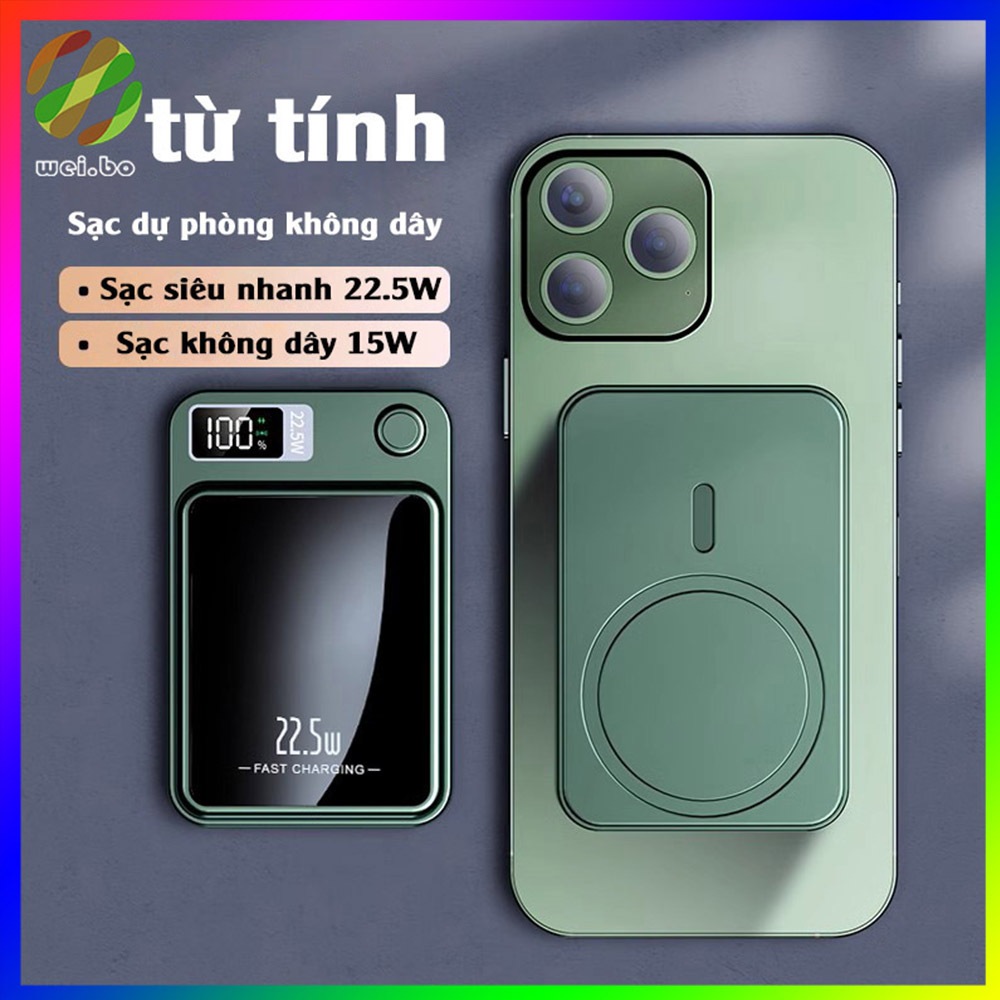 Sạc dự phòng hút nam châm 22.5W - Sạc không dây siêu mỏng và tiện dụng thực lực 20000/30000 mAh sạc nhanh