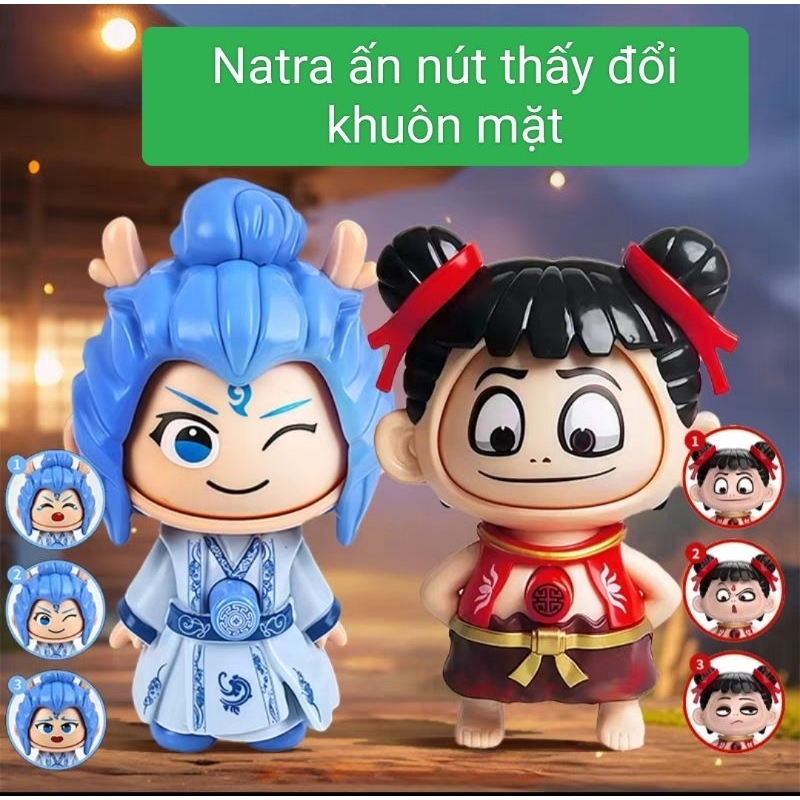 LARGLO NeZha2 Đầu To Búp Bê Ấn Nút Thay Đổi Khuôn Mặt, Nhân Vật Phim NeZha2 Siêu Ngộ Nghĩnh
