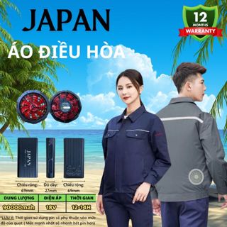 Áo điều hòa Nhật Bản kèm pin Japan 98000mAh – Quạt 9 cánh không chổi than, làm mát nhanh, bảo hành 12 tháng