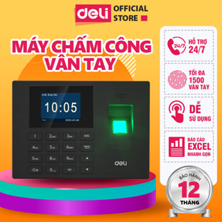 [VOUCHER 400K] Máy Chấm Công DELI Vân Tay Nhận Diện Gương Mặt Tiếng Việt Màn Hình 2.4" Báo Cáo Excel Bảo Hành 1 Năm