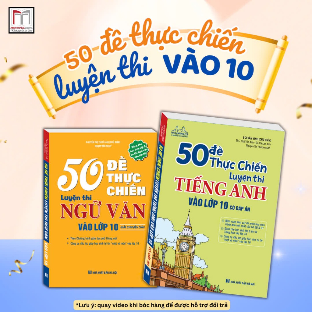 Sách - 50 Đề thực chiến luyện thi vào lớp 10 (có đáp án, dành cho học sinh lớp 9 ôn vào 10)