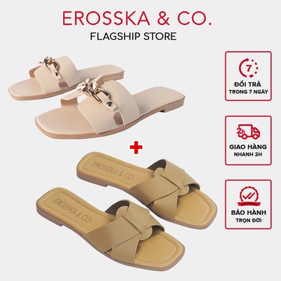 Combo 2 đôi dép bệt Erosska thời trang phối quai ngang thiết kế đơn giản thanh lịch - DE04265